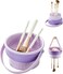 PawPawU&reg; Makeup Brush Cleaning Folding Bowl, Silicone Make up Cleaner Container Double as Scrubber Mat, Drying Stand Rack and Storage Bucket, Simplify Brush Cleaning Process - Purple
