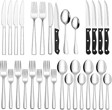 Funito 24-Piece Silverware Set for 4, Stainless Steel Flatware Cutlery Set, Kitchen Utensils Set, Tableware Set For Home Kitchen Restaurant Hotel, Includes Knives Forks Spoons, Dishwasher Safe