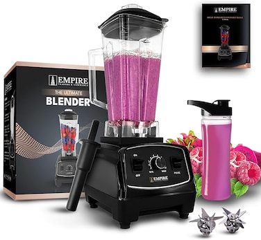 Blender Smoothie Maker 2200W, 10 Adjustable Speeds Smoothie Blender with 2L BPA-Free Container, 30,000RPM High-Speed Blenders with Multiple Blades, Professional Blenders for Kitchen (E-Book)