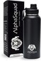 40oz / 1200ml Vacuum Insulated Water Bottle, Double Walled Thermolab series Stainless Steel Water Drinking Flask with Straw Lid, 2 Lids included, Hot Cold Thermos, Sports Bottle (Black)