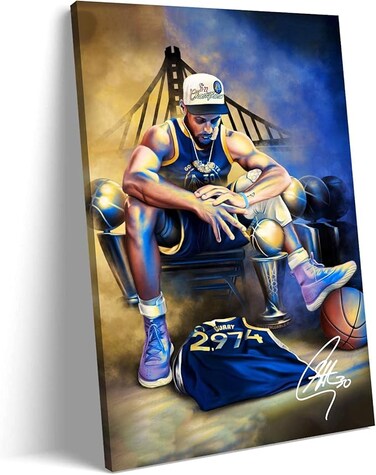 TOCTUS Stephen Curry Poster Canvas Wall Art Basketball Posters Living Room Bedroom Office Wall Decor (16x24inch-No Frame,A)