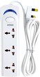Power Socket with 3 Way Outlets and Extension Cord, 3 Meter Length, White