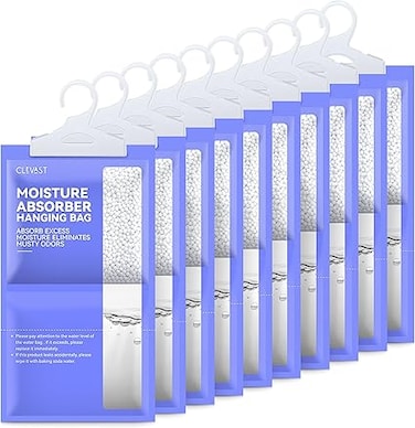CLEVAST Moisture Absorbers Packets (230g/pack) - 10 Pack, Dehumidifier Bags for Closet, Hanging Humidity Absorber in Wardrobes, Bedrooms, Bathrooms