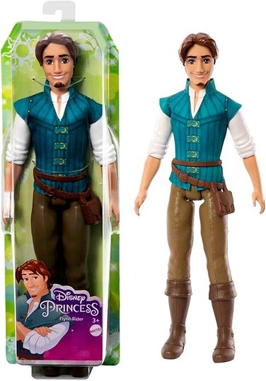 Disney Princess Toys, Posable Flynn Rider Fashion Doll in Signature Look Inspired by the Disney Movie Tangled, Gifts for Kids, HLV98