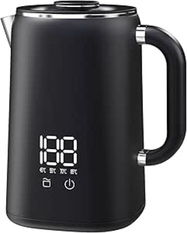 Electric Kettle, 304 Stainless Steel Interior, BPA-Free, Double Wall 1.7L Hot Water Boiler, 1500W Tea Kettle with Auto Shut-Off &amp; Boil Dry Protection, LED Indicator