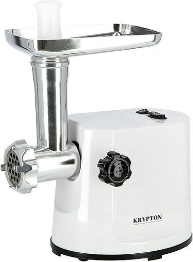Krypton 1200W Meat Grinder, Electric Aluminum Gearbox, 3 Metal Cutting Plates, Accessories, Metal Gears, Stainless Steel Blade 2 Years Warranty, WHITE, , KNMG6080
