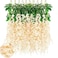 GHAKKE 24 PCS Wisteria Hanging Artificial Flower Strings, Wisteria Vine Lata Hanging Garland for Wedding Arch Party Garden Home Decor Wall Decor Wedding Home Party (Champagne)