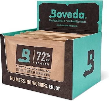 Boveda 72% Two-Way Humidity Control Packs For Wood Humidifier Boxes &ndash; 12 Pack &ndash; Moisture Absorbers &ndash; Humidifier Packs &ndash; Individually Wrapped Hydration Packets