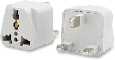ECVV&reg; [2-Pack] USA/Canada/EU/AU to UAE Dubai UK HK Plug Converter, 3-Pin Travel Adapter Plug, Universal Socket Travel Adaptor Converter for Business Trip Holiday Hotel Airport (White)