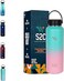 S2C 1200ML Insulated Water Bottle with 3 Lids, Double Wall,Leak Proof, Stainless Steel Bottle With Straw For Gym, Water Bottle Thermos Flask for Hot Water (BUBBLE GUM)