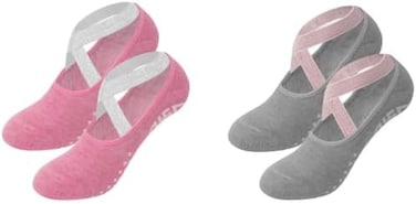 2 Pairs Non Slip Yoga Socks with Grip, Pilates Socks for Men and Women,Anti Slip Grippy Socks for Yoga, Pilates, Barre, Home