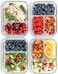 Fit Strong &amp; Healthy Glass Meal Prep Containers 2 and 3 Compartments (4 Pack, 32 oz) - Glass Food Storage Containers with Lids, Glass Bento Box, Portion Control, Airtight, Oven Safe