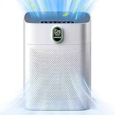 MORENTO Air Purifiers for Home Large Room up to 100㎡ with PM 2.5 Display Air Quality Sensor, Remove Pet Hair with Double-sided Air Inlet, 24db, White, 1 Pack