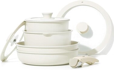 8pcs Pots and Pans Set, Nonstick Cookware Set Detachable Handle, Induction Kitchen Cookware Sets Non Stick with Removable Handle