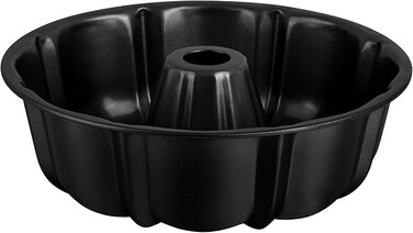 10 Inch Pumpkin Shaped Cake Pan, Nonstick Fluted Tube Pan for Baking Pound Cake, Heavy Duty Carbon Steel Round Baking Mold, Easy Release &amp; Easy to Clean, 10 Cup, Black