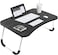 Portable Folding Laptop Desk for Bed，With iPad and Cup Holder Adjustable Lap Tray Notebook Stand， Foldable Non-Slip Legs Reading Table Tray for working，studying，camping 60x40x28cm Black