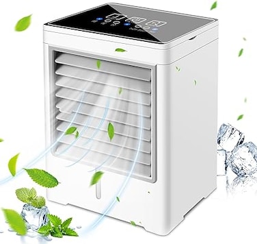 Portable Air Conditioners, USB Personal Mini Air Conditioner with 3-Speed, Evaporative Air Cooler with Touch Screen, Portable Ac Unit Fan for Room, Tent, Bedroom, Car, RV, and Camping