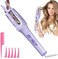 Automatic Hair Curler, 32mm Anti-Scald Curling Iron, Auto Rotating Curling Wand Set With LCD Display, 4 Level Temperature Adjustment, Anti-Stuck, Quick Heating, With 5 Hair Clips &amp; 1 Comb（Purple）