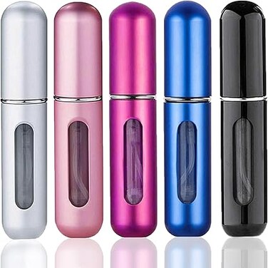 Wendergo Perfume Atomiser Refillable 5 Pcs Travel Bottle Mini ML Atomizer Spray Portable Empty Fragrance Container for Aftershave Holiday and Night Out