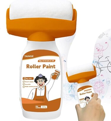 Wall Repair Paint Roller Brush: Aukomer Small Roller Patching Brush, Odorless Spackle Roller with Latex Paint, DIY Renovation Paint, Wall Repair Paste Roller (White,300g)