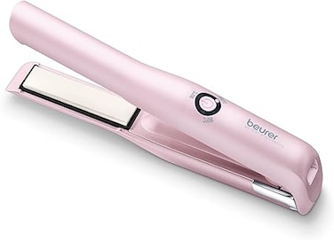 Beurer HS20 Cordless Rechargeable Hair Straightener With USB Charging Cable, 3 Fast-Heating Temperature Settings And Heat-Resistant Cover, Ideal For Travelling