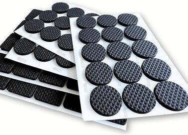 Non Slip Furniture Rubber Leg Pads for Hardwood Floors 90 Pcs - 45 Round, 45 Square Furniture Feet - Rubber Furniture Floor Protectors - Chair, Table, Couch, Bed Stoppers to Prevent Sliding