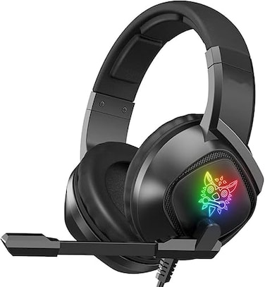 3.5mm Gaming Headset PS4 PC Gamer Stereo Earphones Bass Headphone with Mic LED Light RGB (Black)