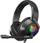 3.5mm Gaming Headset PS4 PC Gamer Stereo Earphones Bass Headphone with Mic LED Light RGB (Black)