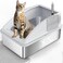 Enclosed Stainless Steel Cat Litter Box with Lid   XL Extra Large Litter Box for Big Cats   Metal Litter Box High Sided   Anti-Urine Leakage, Include Cat Mat and All-Metal Litter Scoop (Silver Gray)