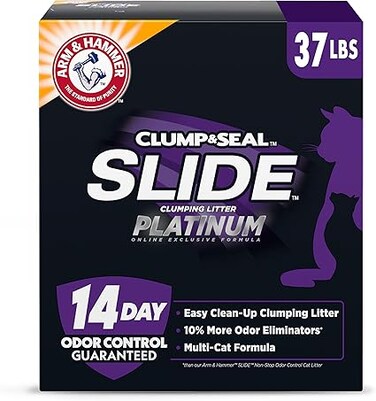 Arm &amp; Hammer Platinum SLIDE Easy Clean, Clumping Litter, Multi-Cat, 37 Lbs
