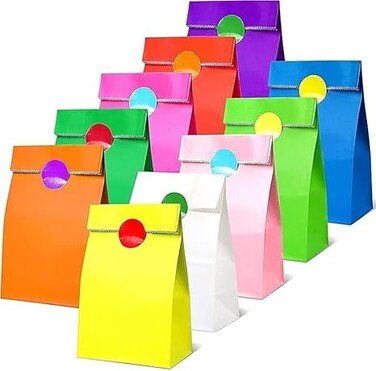Gift Bag for Kids Birthday Party - 50 Pcs Paper Bags for Candy, Cookie, Party Favors, Goodies and Small Gifts