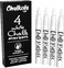 White Chalk Markers Fine Tip (4 Pack 3mm) - Wet &amp; Dry Erase Chalk Pens for Blackboard, Chalkboards, Windows, Signs, Glass, Bistro - 3mm Reversible Bullet &amp; Chisel Point