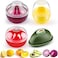 ELECDON 4 Pieces Silicone Fruit and Vegetable Shaped Savers, Storage Containers for Fridge, Avocado Lemon Tomato and Onion Keeper, BPA Free Food Saver, Holder, Refrigerator Vegetable Crisper