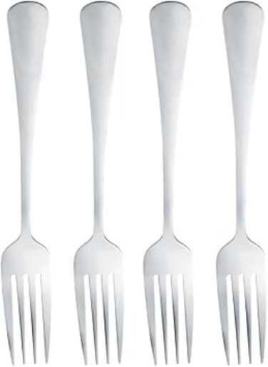 Royalford 4pcs Stainless Steel Basic Table Fork Set RF12543 Heavy Duty Forks Cutlery Set Silverware for Home/Office/Party/Camping, Fork Eating Utensils Set Service for 4, Mirror Polish 20.5cm