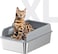 Beauenty Stainless Steel Cat Litter Box with High Sides,Anti-Splashing Large Cat Litter Box with Cat Litter Scoop,Non-Sticky Metal Litter Box,Anti-Leakage Big,Non-Stick