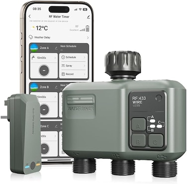Egardenkart Water Timer WiFi - Multifunctional Sprinkler Timer for Automatic Irrigation System   Sprinkler Controller   Waterproof Irrigation, WiFi 3 Outlet