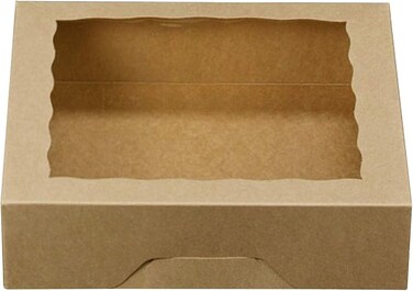 10inch Natural Kraft Bakery Pie Boxes With PVC Windows,Large Cookie box 10x10x2.5inch 12 of Pack (Brown,12)