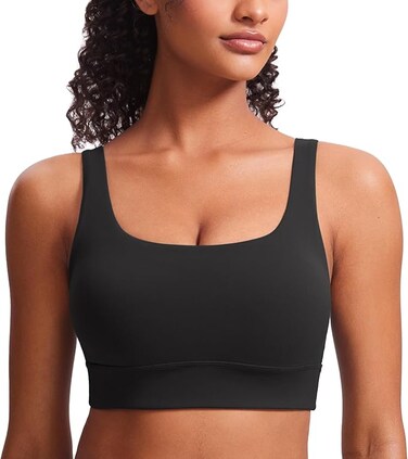 Womens Butterluxe U Back Sports Bra - Scoop Neck Padded Low Impact Workout Yoga Bra with Built in Bra