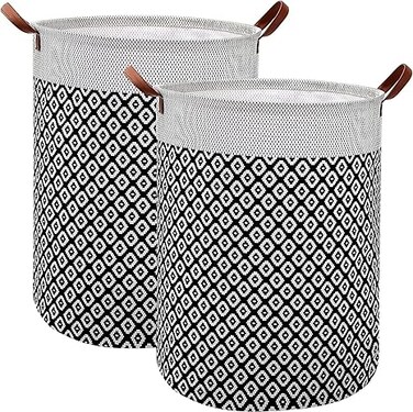 2 Pack Waterproof Laundry Baskets, 65 L Foldable Large Laundry Basket Laundry Hamper Bag Washing Bin Clothes Bag Organizer Basket, Clothes Storage Wash Basket Hamper for Toys Clothes Bedroom (Black)