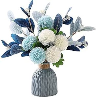 SYOSI Artificial Flowers with Vase Faux Hydrangea Flower Arrangements for Home Garden Party Wedding Decoration