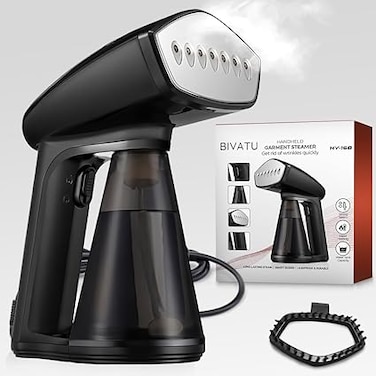 BIVATU 1640W Handheld Clothes Steamer &ndash; 260ML Water Tank, Stainless Steel Steam Plate, Portable Travel Steamer for Wrinkle-Free Clothes, Bedding, and Curtains