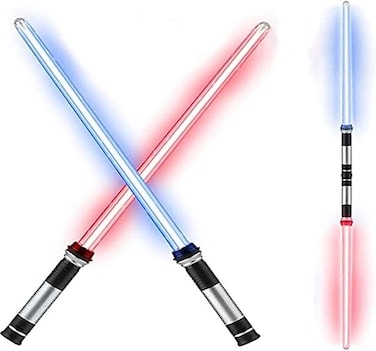 2PCS Flashing Lightsaber Laser Double Sword Light Saber Kpop Lightstick Cosplay Toys Sound And Seven Color Adjustment Can be Spliced