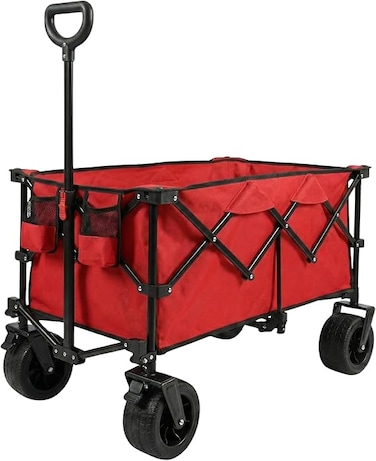 Foldable Wagon Trolley Cart - 150 KGS   Multipurpose Camping trolley(Red)
