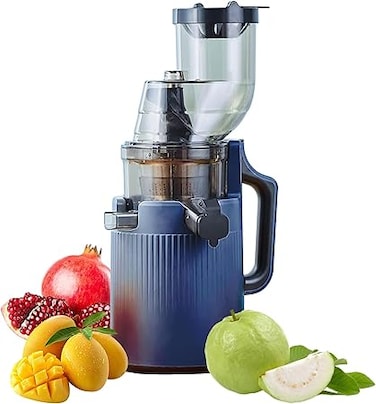 Ottal Juicer Machines, 200W Fruit Juicer, Cold Press Juicer with 90MM Wide Feed Chute Fit Whole Vegetable and Fruit, Slow Masticating Juicer Machines with High Juice Yield，Easy to Clean, Blue