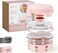Lunch Box, Food Container with Ice Pack, Sauce Cup, Borosilicate BPA Free Glass Salad Bowl with Silicone Protection, Freezer, Dishwasher, Microwave Safe, Glass, 950ml(Blush Pink)