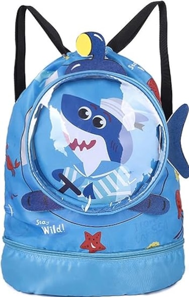 Backpack Bag Swim Bag Waterproof Backpack for Swimmers Kids Swim Beach Bag Girls Mermaid Cartoon Printed Cute Sport Backpack with Dry Wet Separate for Girls Boys