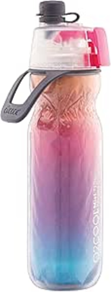 O2COOL Mist N' Sip Insulated Water Bottle - 20 oz, Raspberry Ombre Color   2-in-1 Function, Double-Wall Insulation, BPA-Free   Perfect for Sports, Cycling &amp; Outdoor Activities