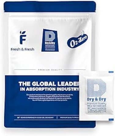 Dry &amp; Dry 5 Gram [50 Packets] Premium Silica Gel Silica Gel Packets Desiccants Silica Gel Packs - Rechargeable Moisture Absorbers, Desiccant Packets