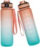 Sulfar Water Bottle 1L with Time Marker Straw Strainer Tritan BPA Free for Fitness Gym Outdoor Sports (Orange)