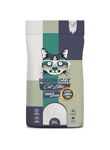 RIGOR CAT Premium Multi Cat Clumping Litter, 100% Natural White Bentonite, Excellent Odor Control, Quick Clumping, 99.5% Dust Free, Forever Fresh, Pet-Friendly (20 L) (Unscented)